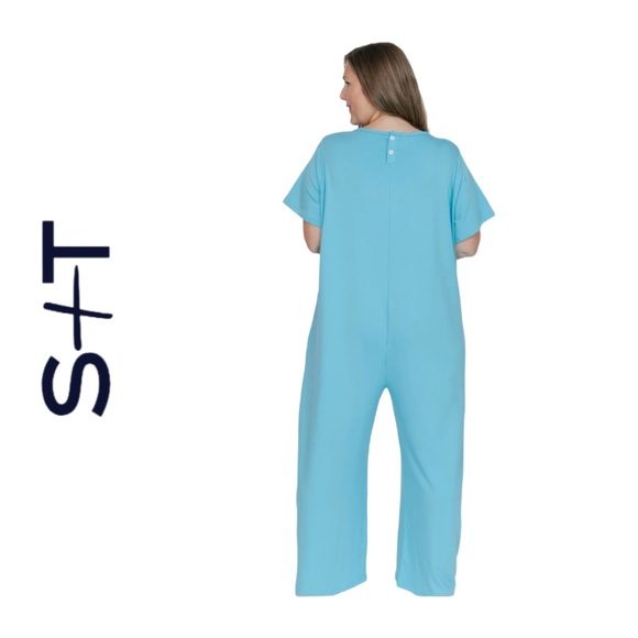 ⬇️🇨🇦🆕🏷️*NWT* SMASH + TESS | 2X | TERRY WIDE LEG ROMPER IN TROPICAL BREEZE - Picture 6 of 9